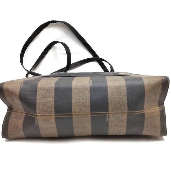 Fendi Pequin Tote Bag PVC Leather Khaki Black - Picture 4 of 9